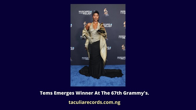 Tems Emerges Winner At The 67th Grammy's.